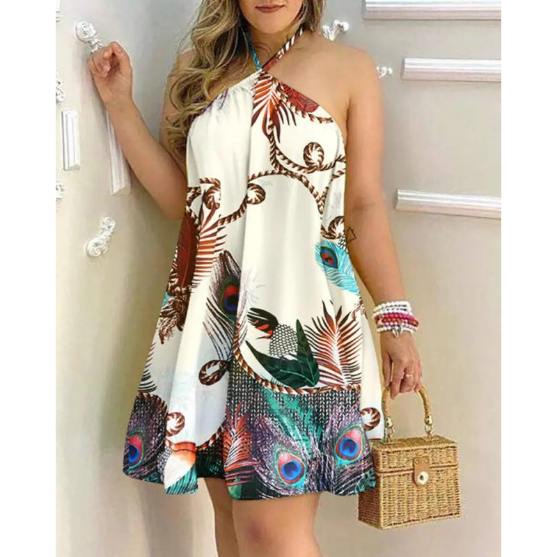 Floral Print Halter Neck Summer Dress
