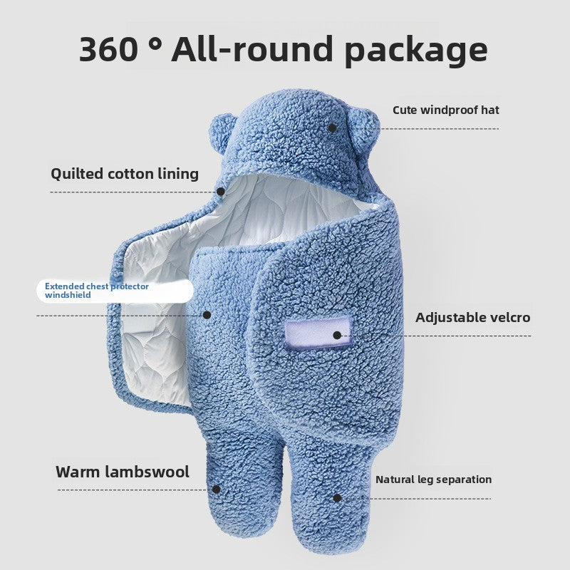 Autumn Winter Thickened Baby Swaddle Sleeping Bag with Anti-Startling Feature