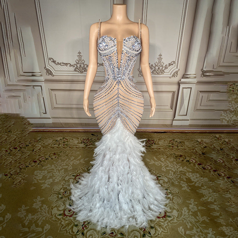 Diamond Embellished Evening Dress