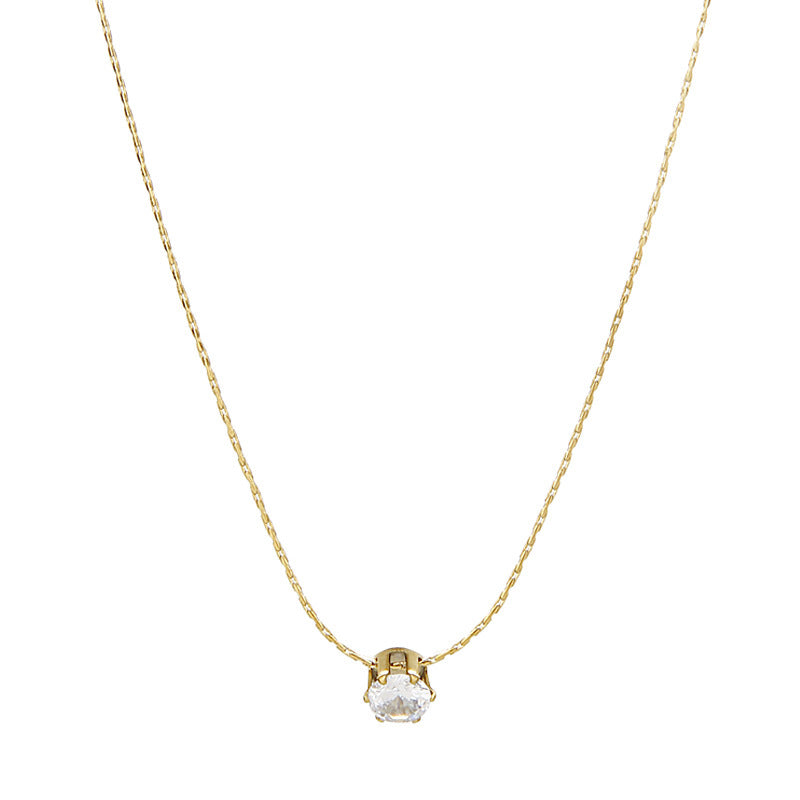 Six-prong diamond pendant necklace