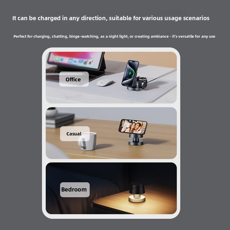 3 in 1 Magnetic Wireless Charging Station with Night Light for Phone Watch Earbuds