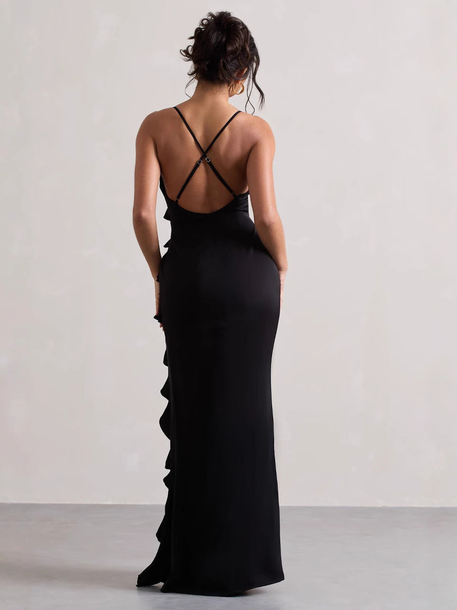 Sexy V-Neck Spaghetti Strap Backless Dress