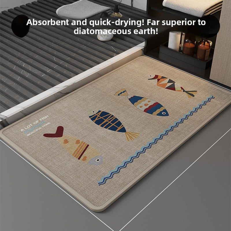 Cute Cartoon Bathroom Mat Absorbent Non-Slip Home Decor