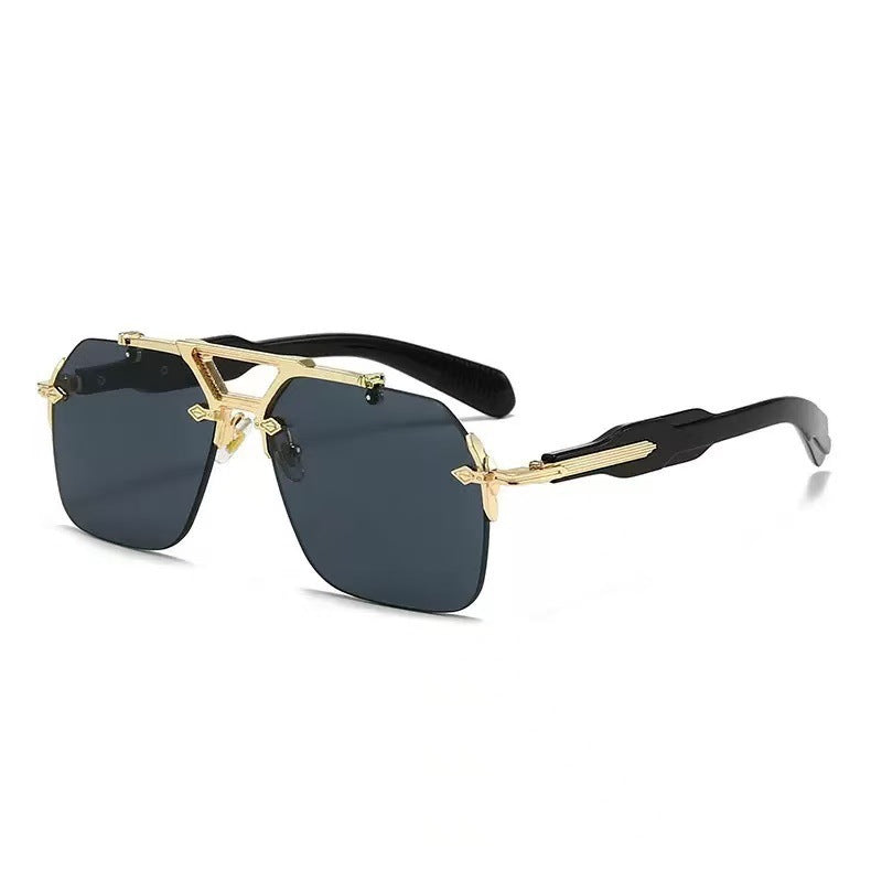 Metal Double Beam Large Frame UV Protection Sunglasses