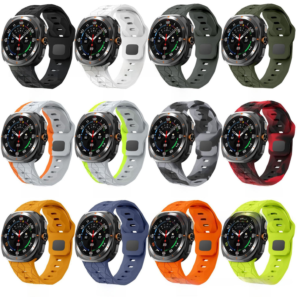 Football Pattern Reverse Buckle Silicone Strap for Samsung Watch