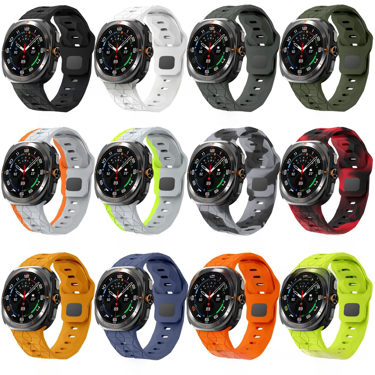 Football Pattern Reverse Buckle Silicone Strap for Samsung Watch