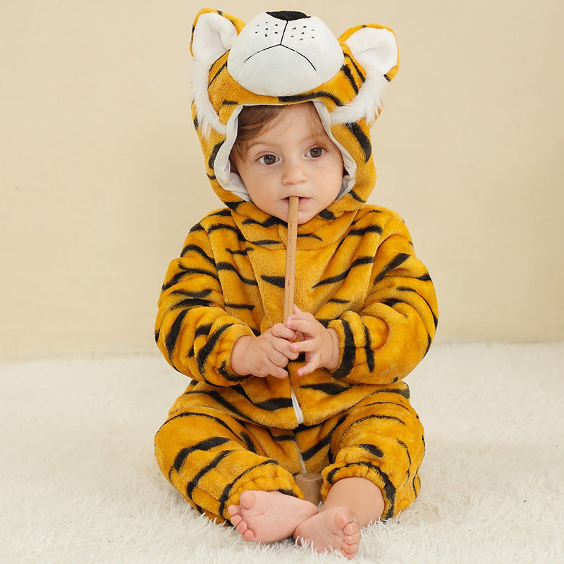 Children Flannel Romper with Animal Design