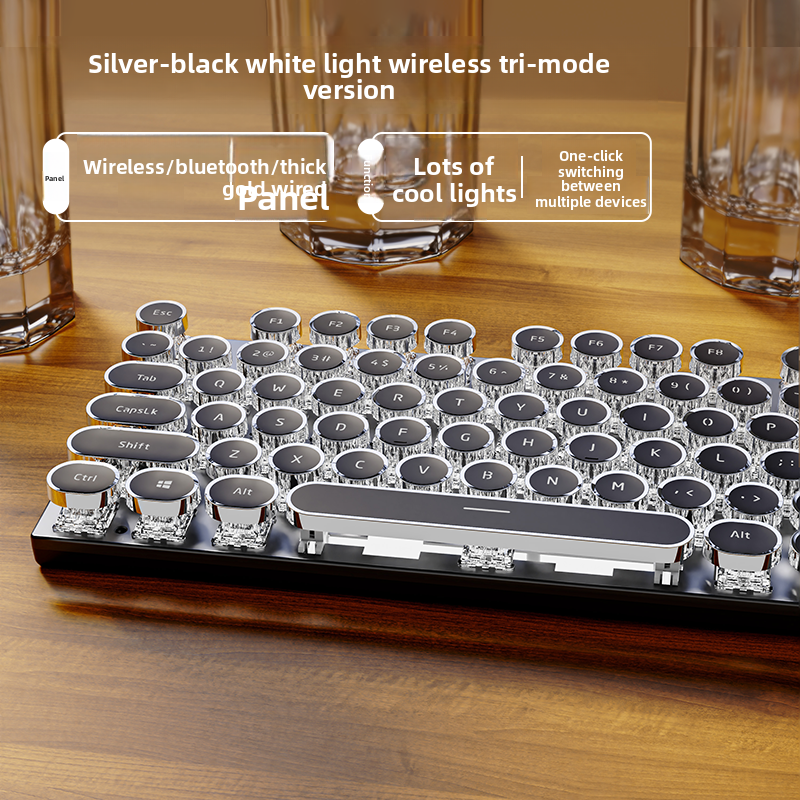 Retro Punk Wireless Mechanical Keyboard and Mouse Set
