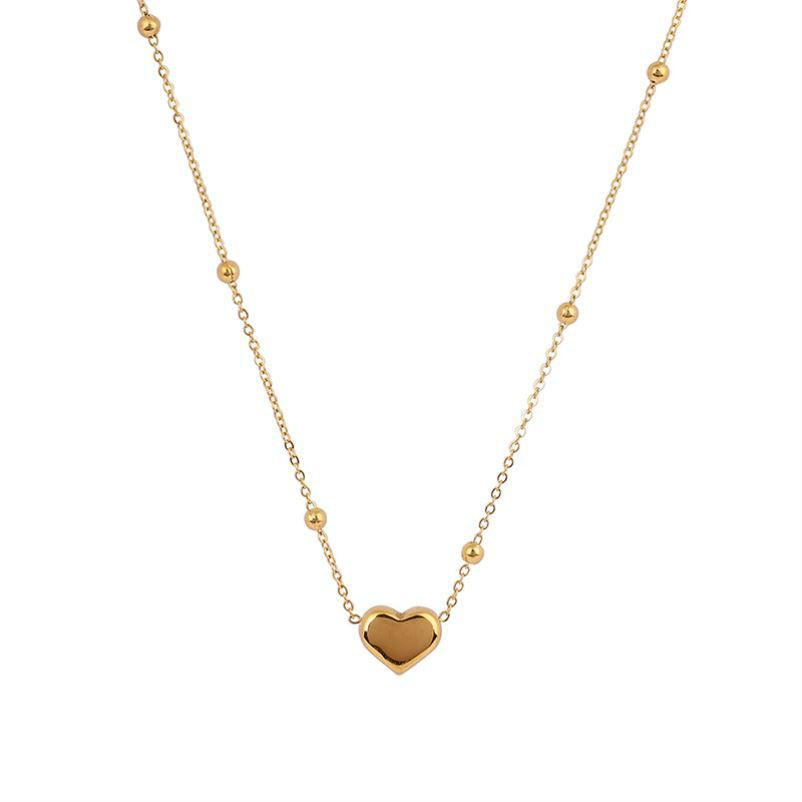 Minimalist Heart Titanium Steel Necklace 18K Gold Plated Clavicle Chain