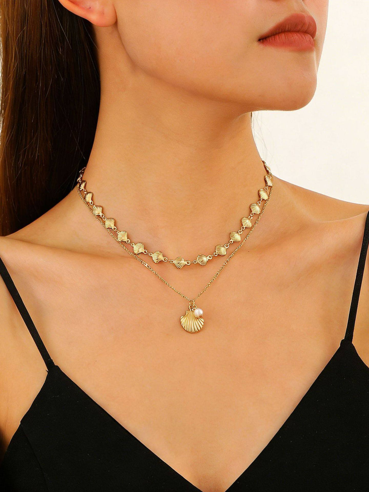Layered Shell Pearl Starfish Pendant Bohemian Necklace