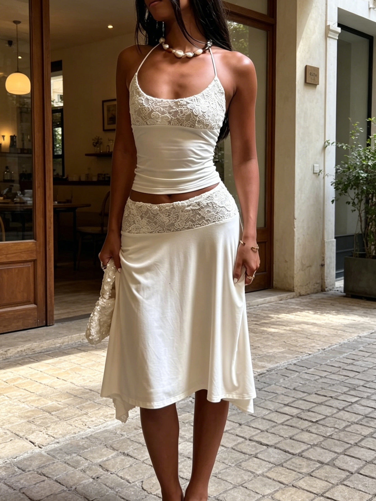 Women Sleeveless Lace Camisole Dress