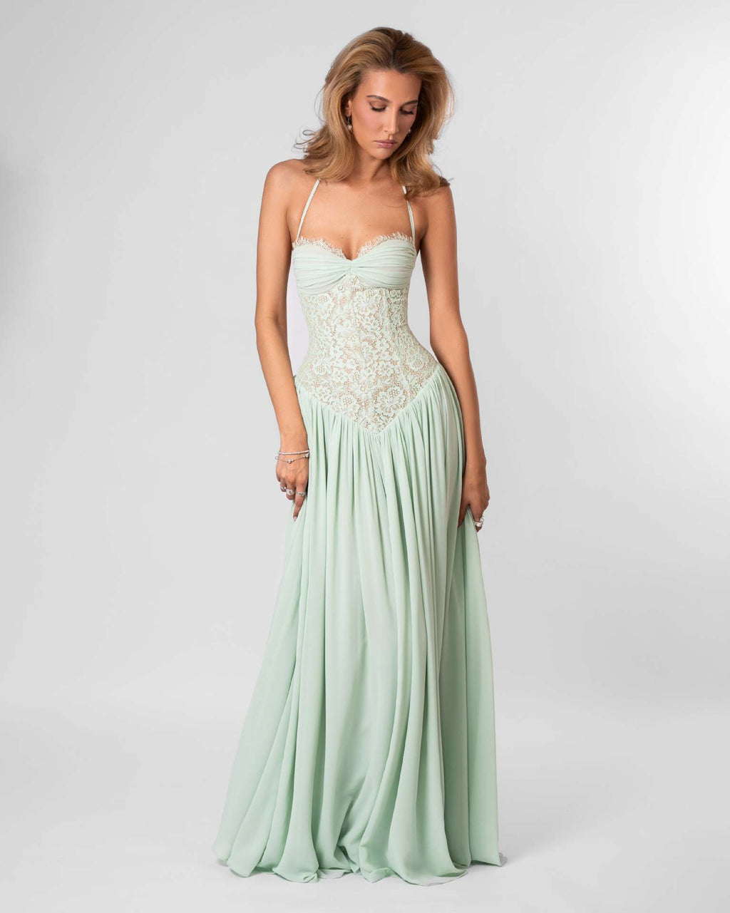 Womens Lace Ruched Bodycon Maxi Dress Deep V Neck Sleeveless Formal Evening Gown