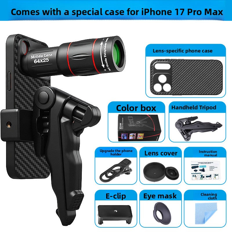 64x Telephoto Lens with Anti-Shake Bracket for Smartphones