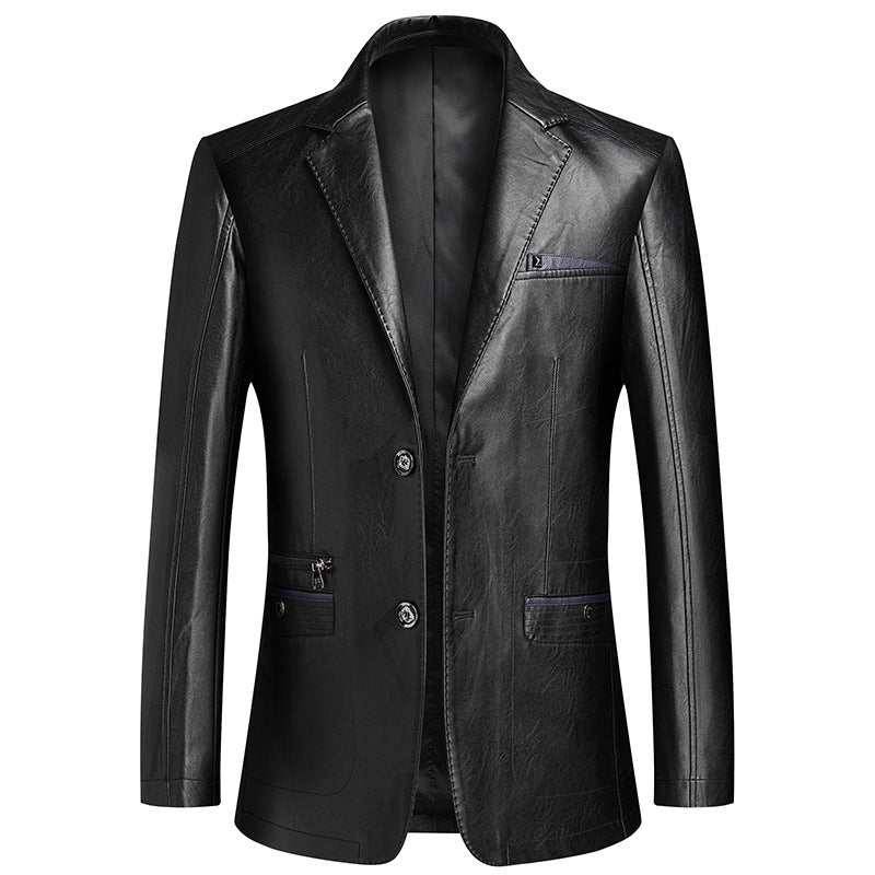 Men's PU leather casual suit jacket