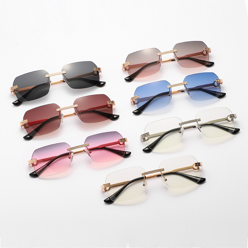 Irregular crystal cut square sunglasses