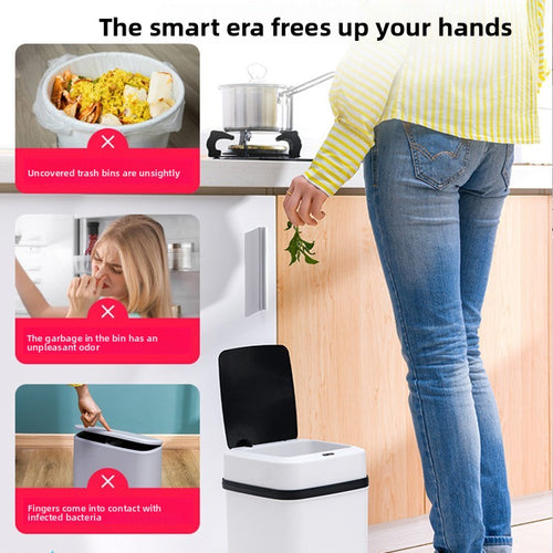 Commercial Smart Sensor Trash Can with Button