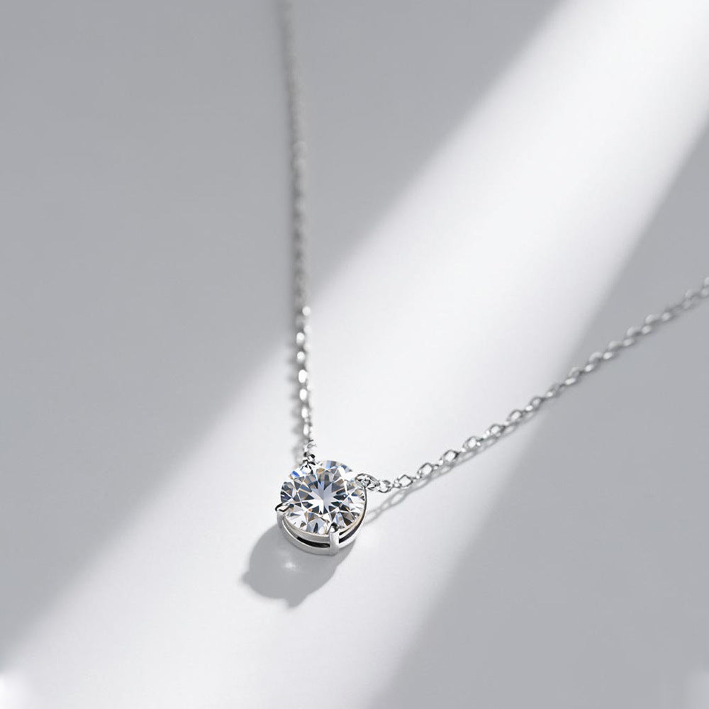 Sterling Silver Moissanite Heart Pendant Necklace