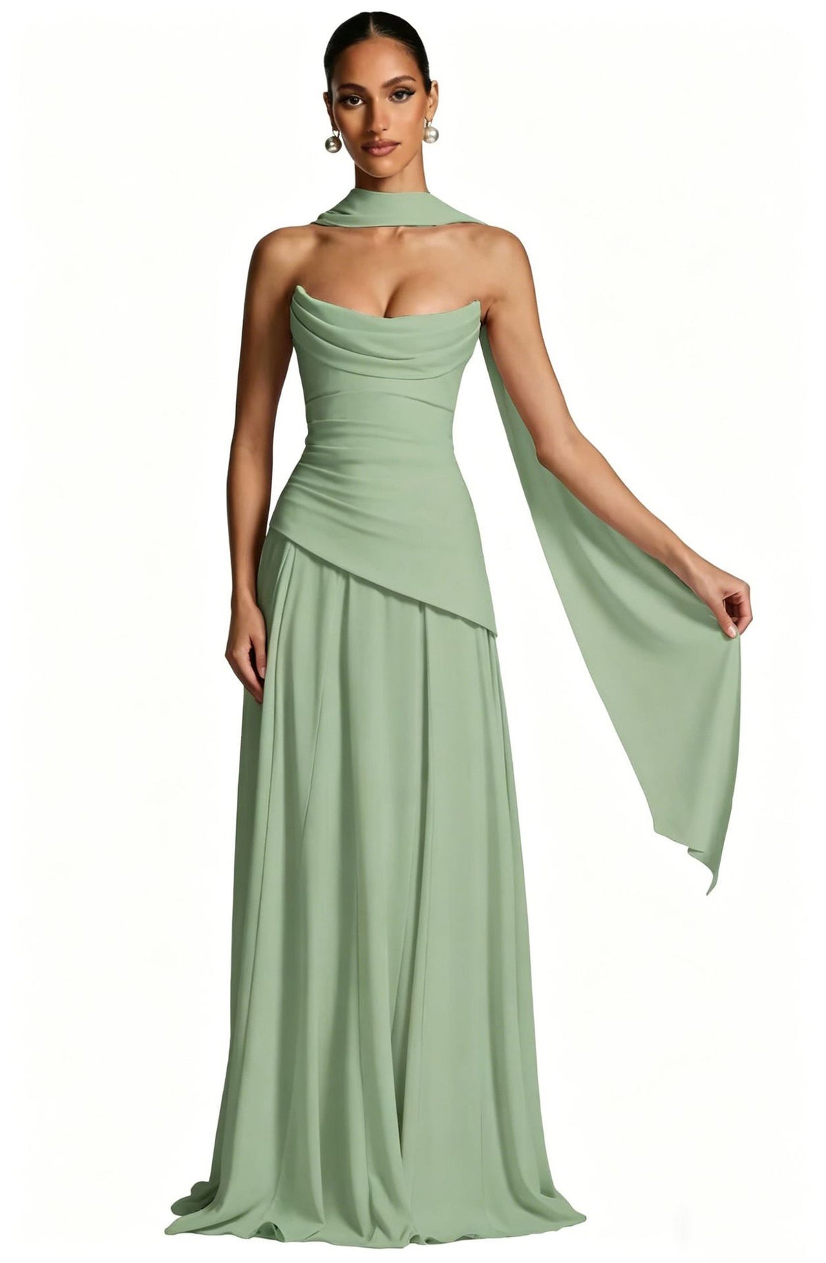 Strappy Slim-Fit Tube Evening Dress