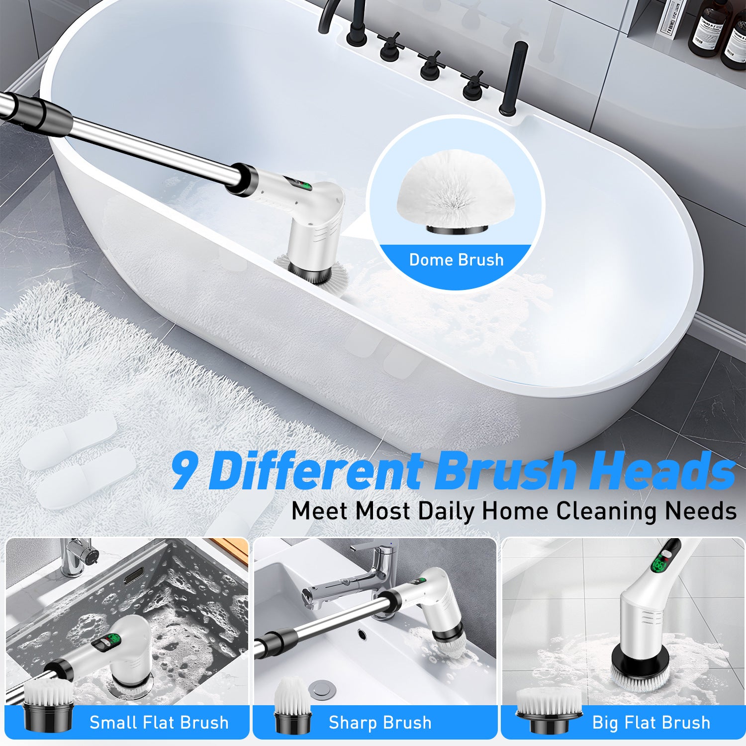 Electric Digital Display Multi-Functional Cleaning Brush