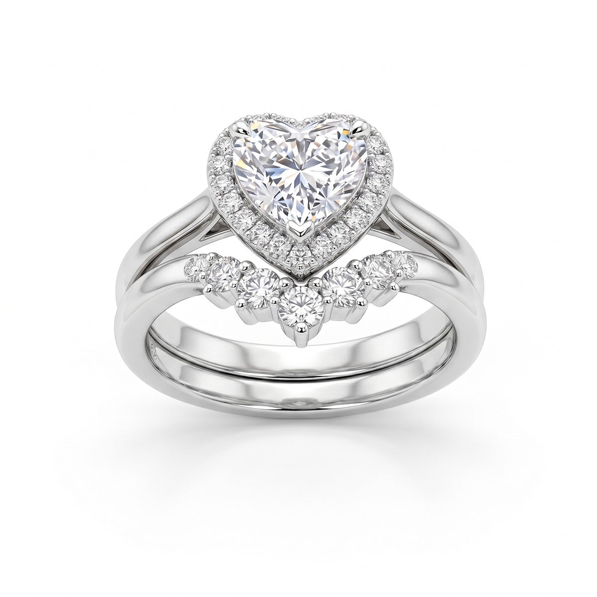 Women's heart-shaped zirconium ring
