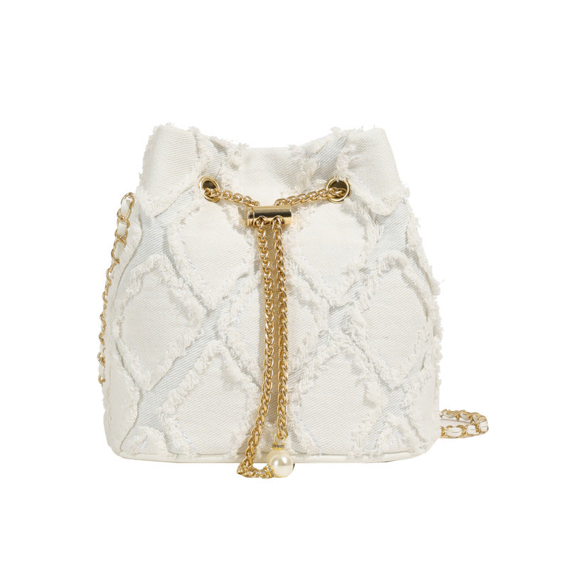 Women's denim bucket bag