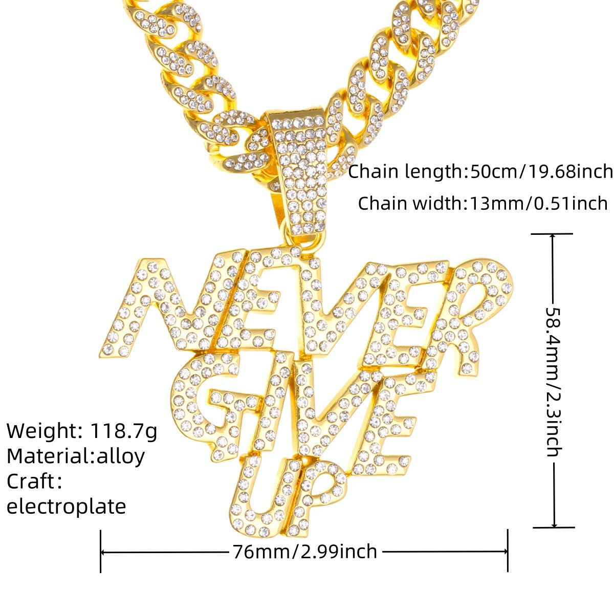 Cuban chain necklace pendant