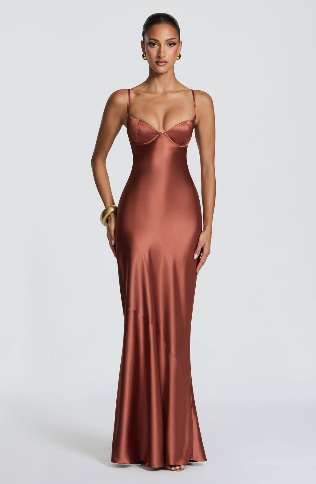 Elegant Satin Spaghetti Strap Mermaid Hem Long Dress