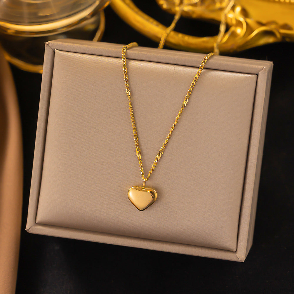Titanium Steel Heart-Shaped Necklace for Women Fashion Heart Pendant Necklace