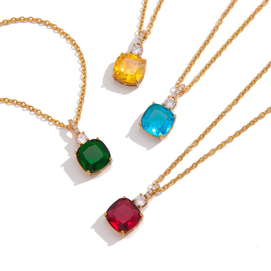 Colorful zirconium titanium steel necklace