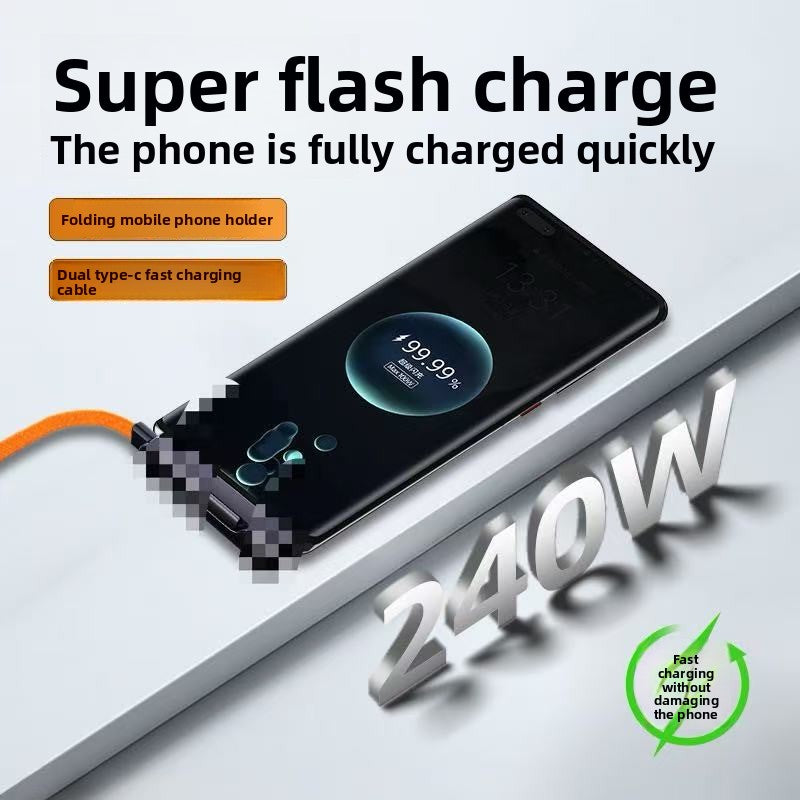 240W Bracket Data Cable Suitable for Apple 15, 16, 17, Huawei Tablets, Fast for Mobile Gaming