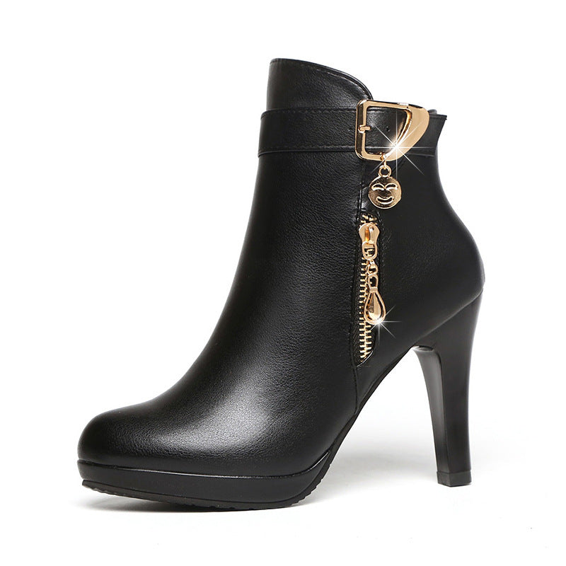 Women Stiletto Heel Ankle Boots Pointed Toe PU Fashion Boots