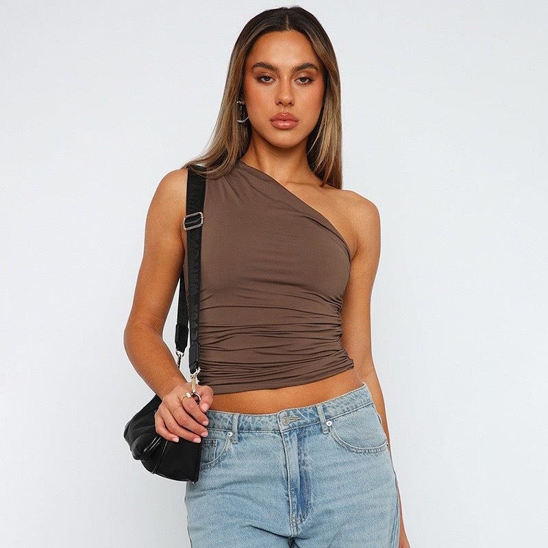 Womens Slanted Shoulder Slim Vest