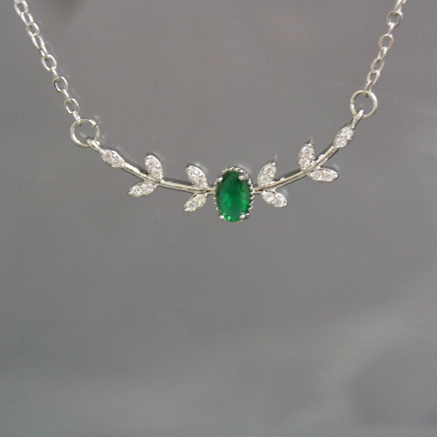 Zircon Branch Necklace with Copper Pendant
