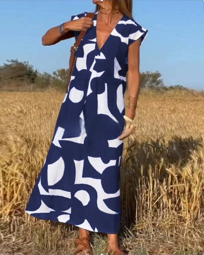 Fashion V-neck long dress for women