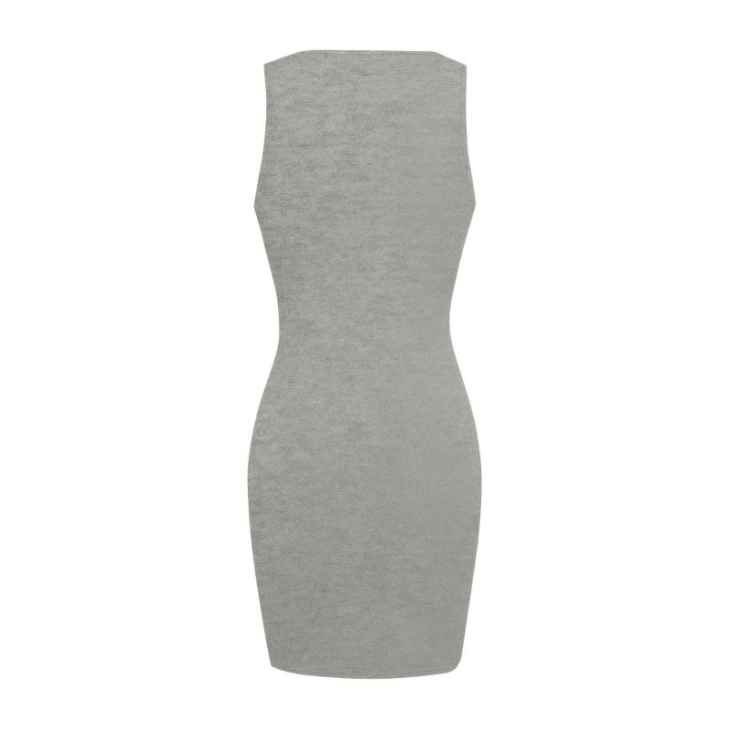 Solid-color sleeveless blouse dress