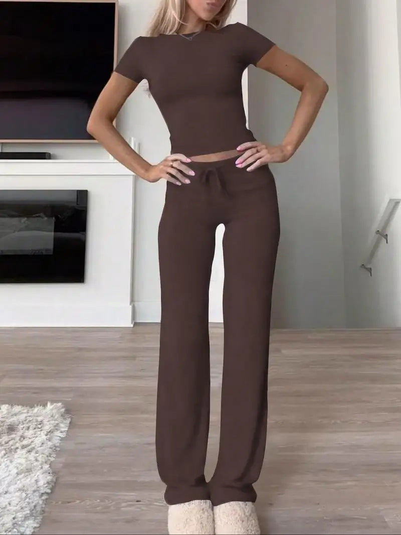 Casual Cotton Blend Two-Piece Set