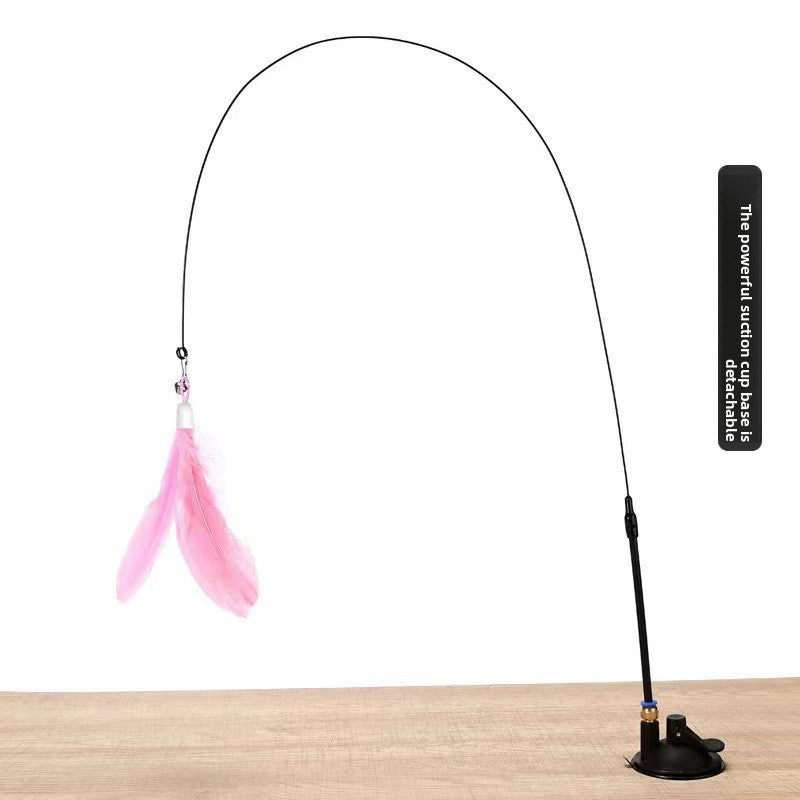 Feather Cat Teaser Stick with Suction Cup
