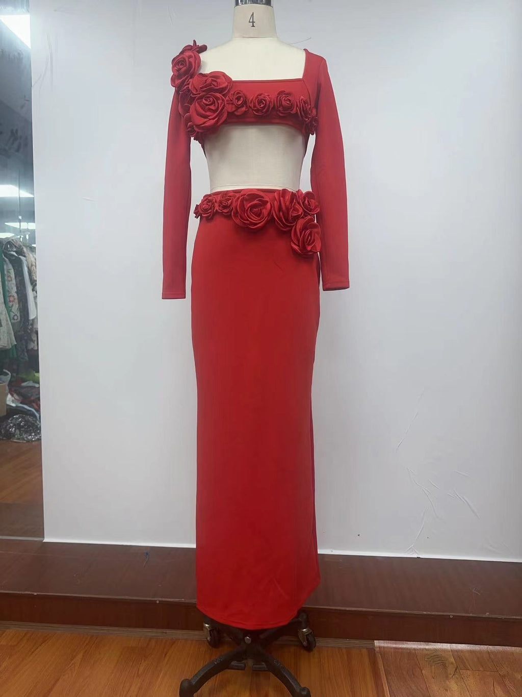 White Red Bandage Two Piece Set