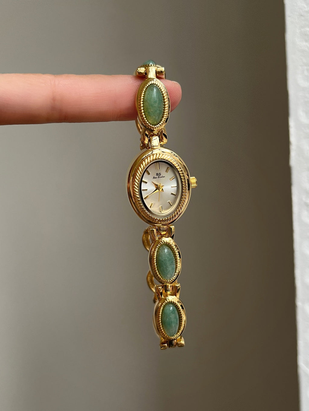 Oval Jade Dial Bracelet Watch Women