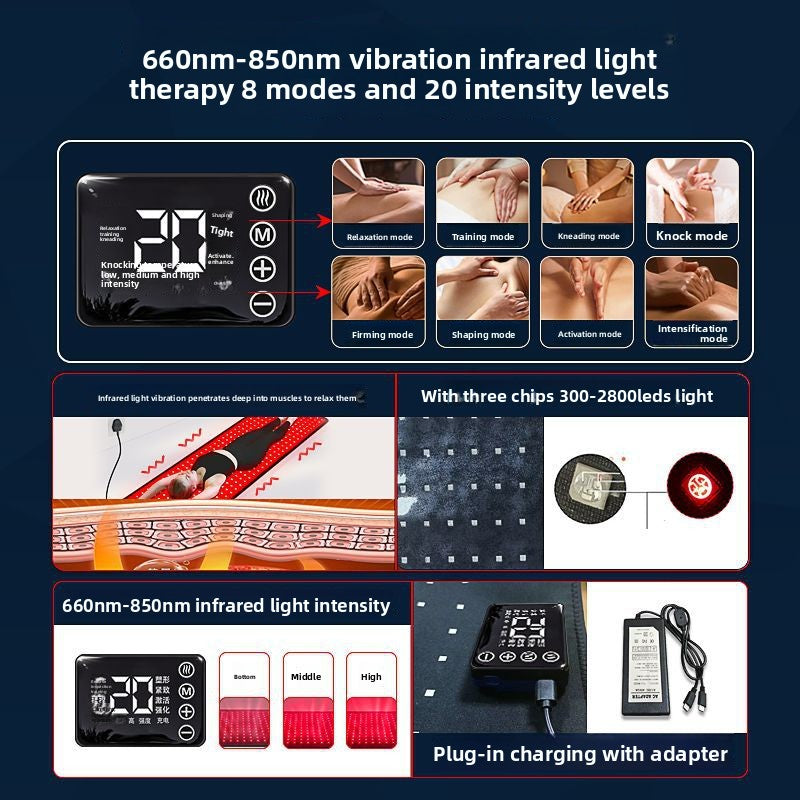 Phototherapy Heating Mat with Red Light and Vibration Massage