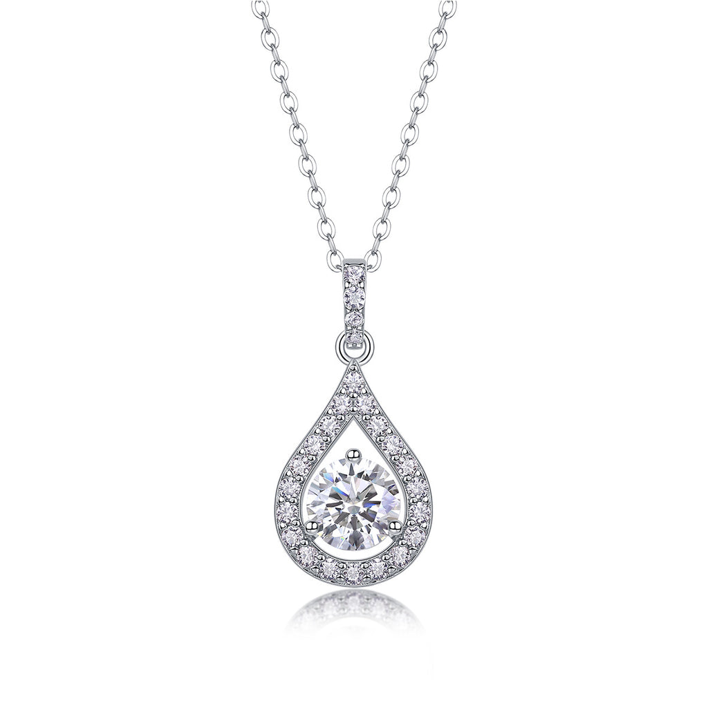 Sterling Silver Moissanite Geometric Pendant Necklace