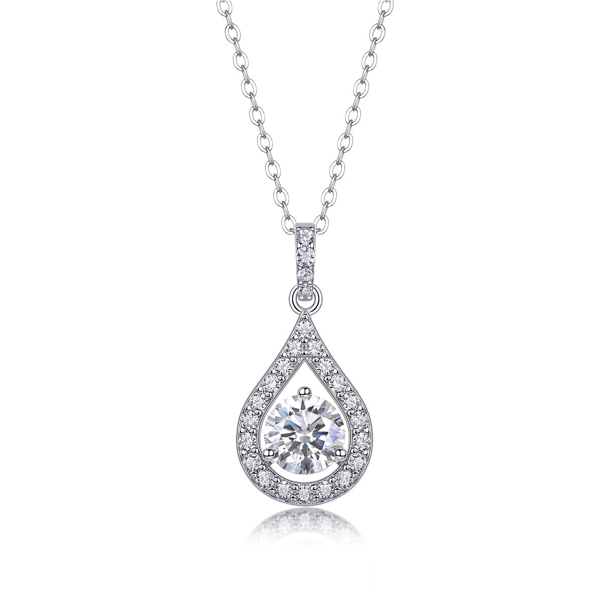 Sterling Silver Moissanite Geometric Pendant Necklace