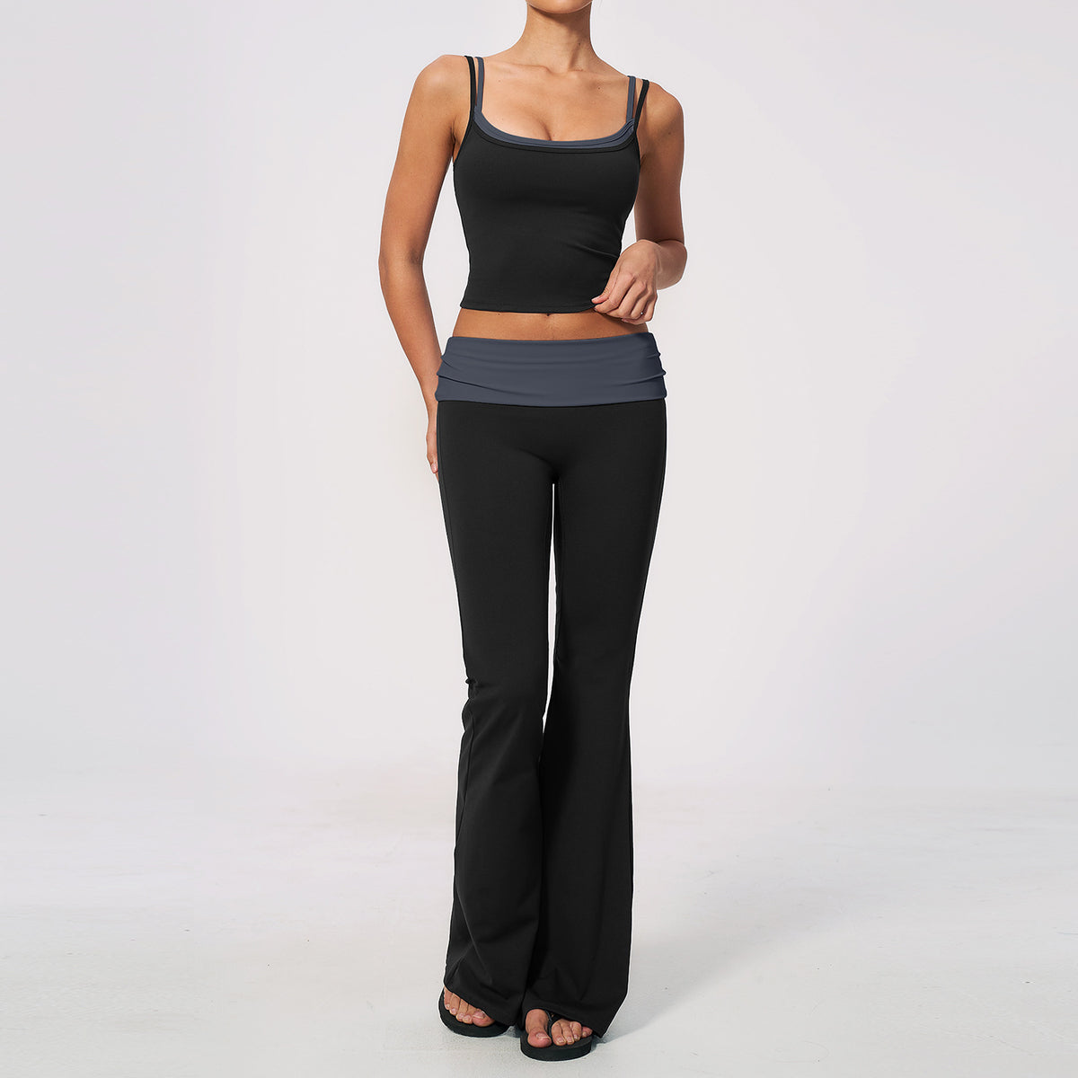 Women's seamless high-waist tummy-reducing and buttock-raising yoga set