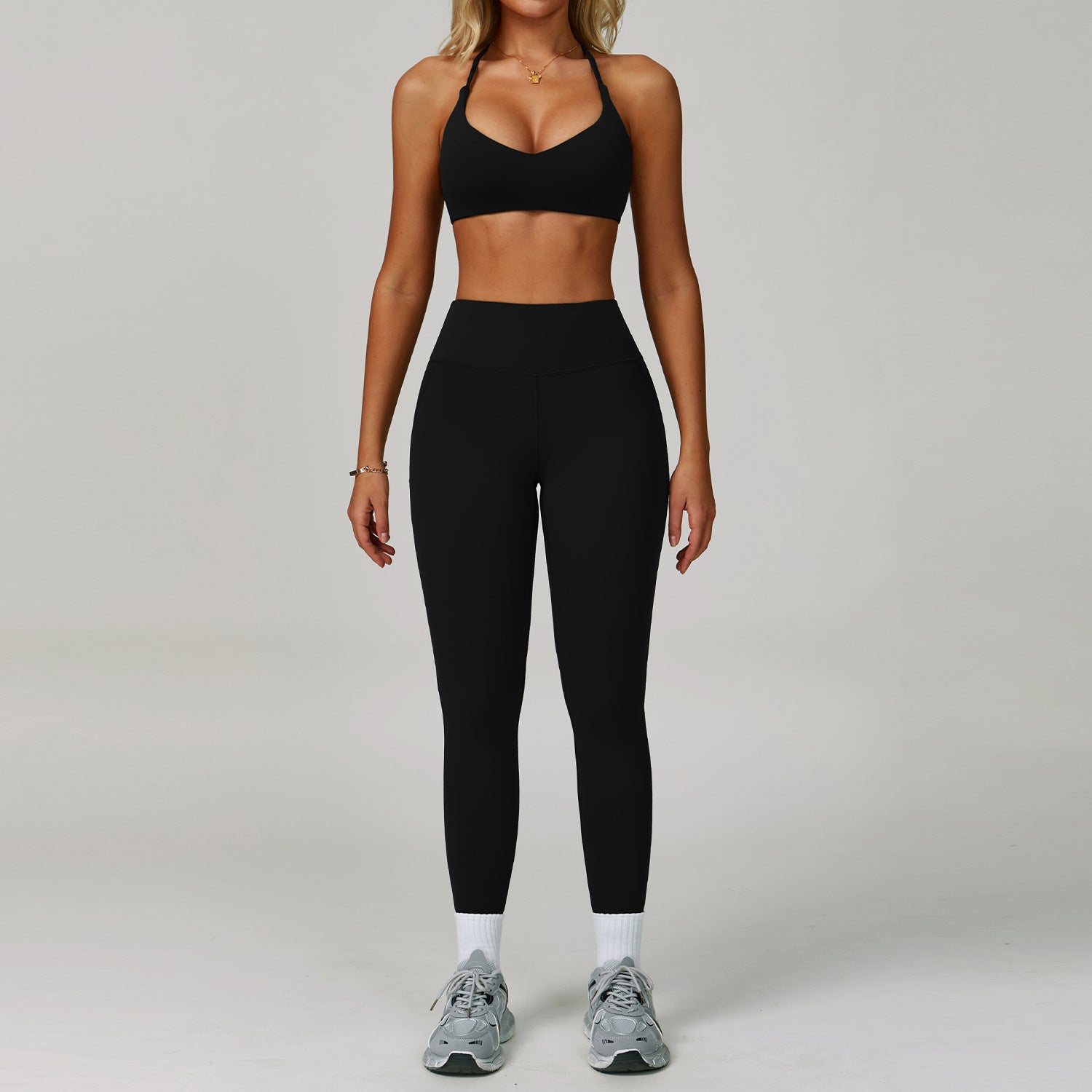 Womens Backless Yoga Fitness Set High-Intensity Sportswear