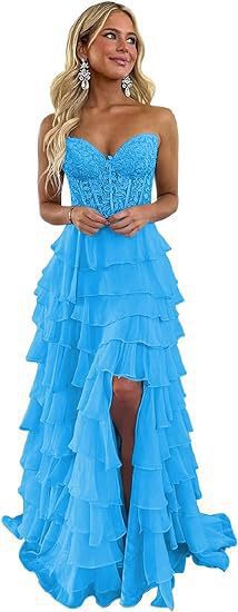 Strapless Slim Fit Evening Dress with Slit