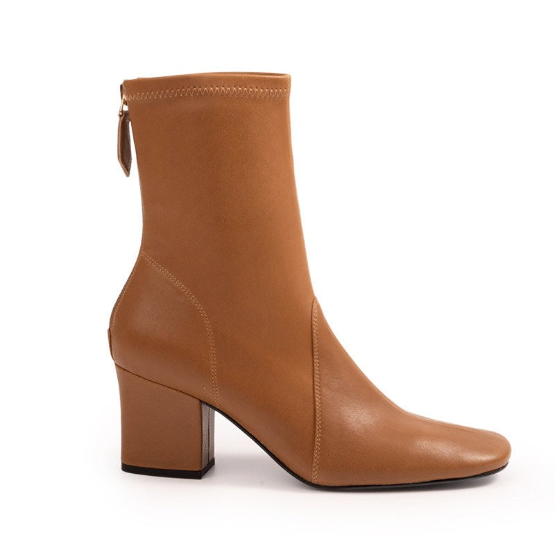 Women's Chunky Heel Knight Boots with Gold Buckle