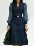 Long-sleeve denim dress