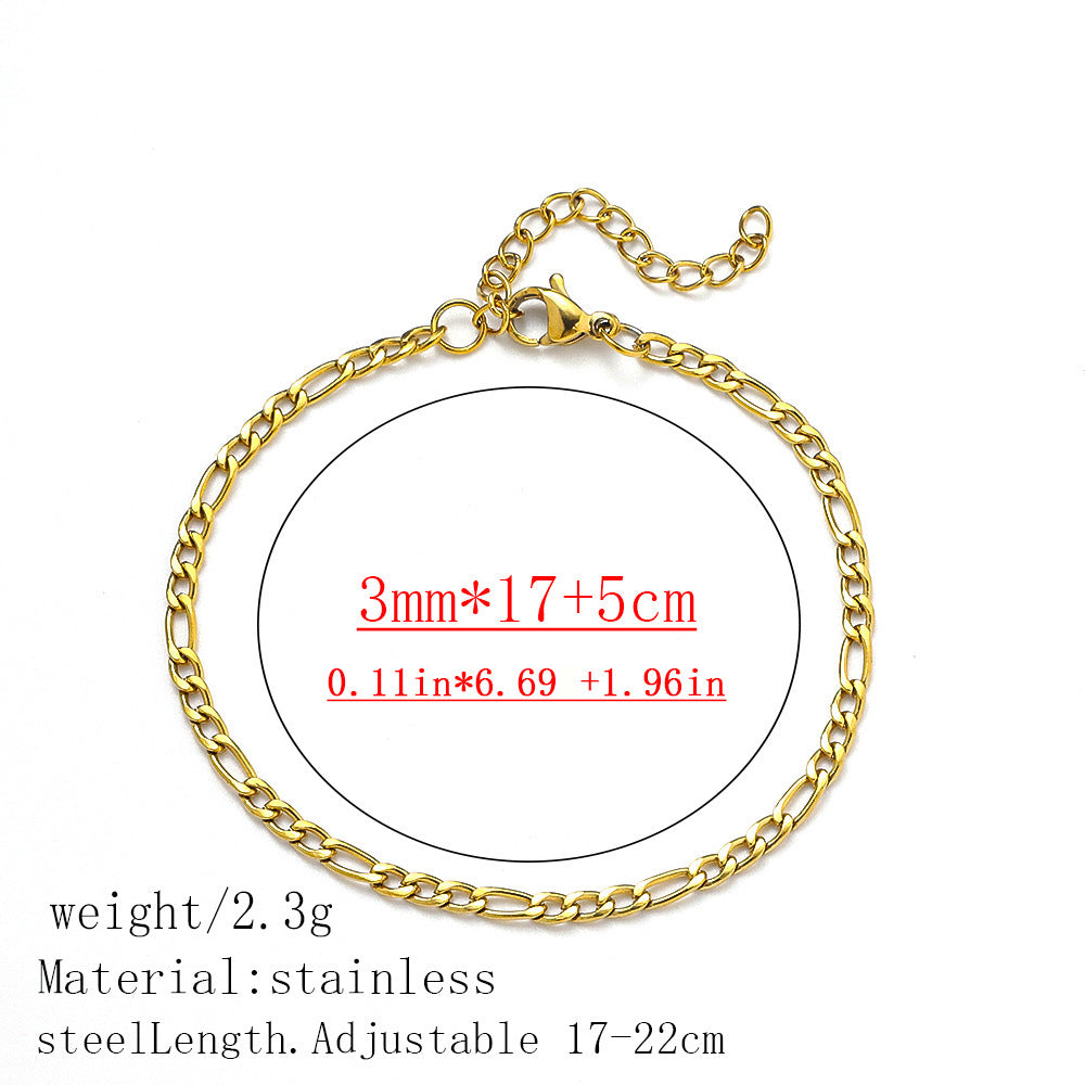 316L Titanium Steel Bracelet Waterproof Hypoallergenic Gold Plated Chain Jewelry for Men Women Unisex Fashion Accessories