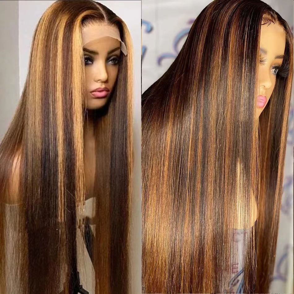 Lace Front Synthetic Wig Long Straight Hair with Air Bangs