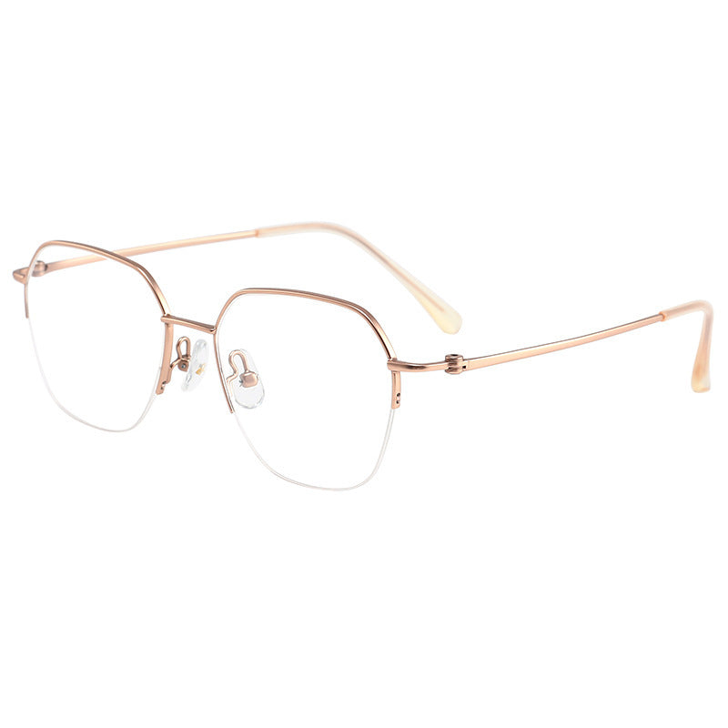 Retro Polygonal Pure Titanium Half-Rim Eyeglass Frame